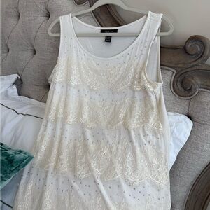Style & Co. White Lace Tank Top